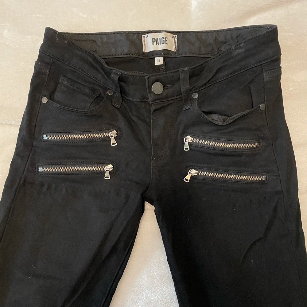Paige black skinny jeans with zipper detail